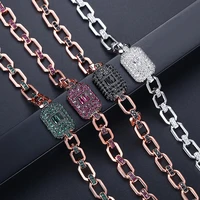 jinse hop hop bling aaa zircon square chian bracelet for men women rose gold color fashion jewelry gifts