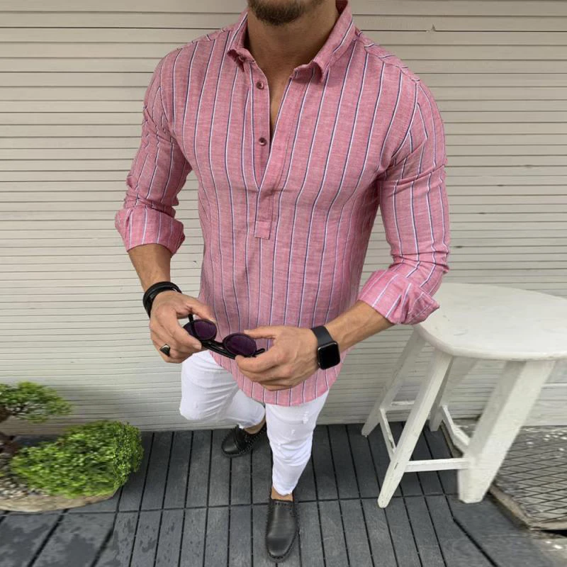 

Рубашка мужская с отложным воротником, на пуговицах, с длинным рукавом