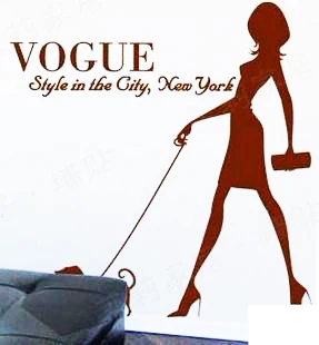 Виниловая наклейка на стену для зоомагазина сексуальная девушка с собакой