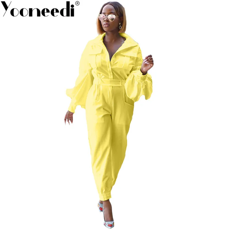 Yooneedi/2019 осенний дизайнерский офисный женский комбинезон 3 цвета стиль отложной