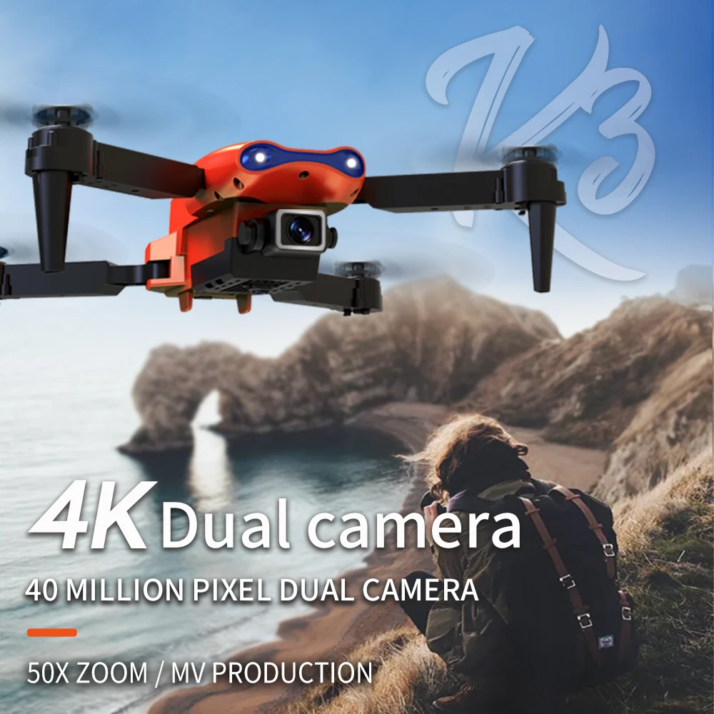 

Dron Profesional K3 Para Niños, Cámara 4K Dual HD, Plegable, Mantiene La Altura Mini Dron Fotografía Helicóptero Juguetes Regalo