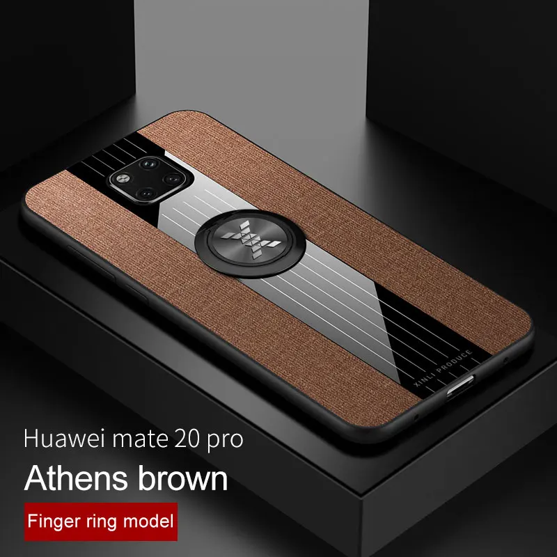 brown and ring Мягкий Силиконовый противоударный бампер huawei mate 20 Pro Чехол магнитный автомобильный держатель кольцо задняя крышка для huawei mate 20X чехол для телефона чехол s - Цвет: brown and ring