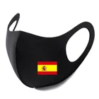 Маска для лица, с принтом флага Испании, моющаяся, с петлей для ушей, дыхательная маска для езды на велосипеде, защита от пыли, экологическая маска для рта, респиратор, модная черная маска
