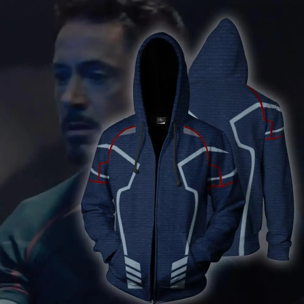 Фильм Super hero Железный человек Тони Толстовка Stark карнавальный костюм 3D Куртка с
