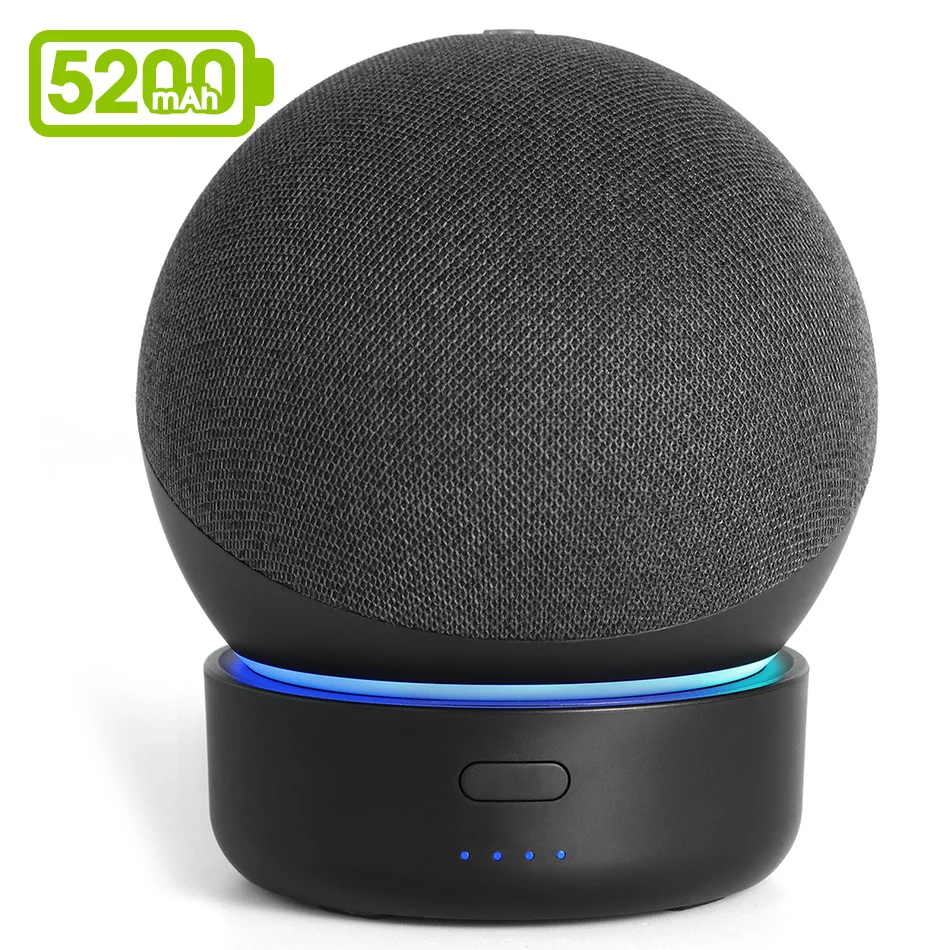 

5200mAh Battery Base for Echo Dot 4 4th Gen (the Small One) Amazon Alexa Speaker Portable Power Bank for Dot 4 4th Stand Holder