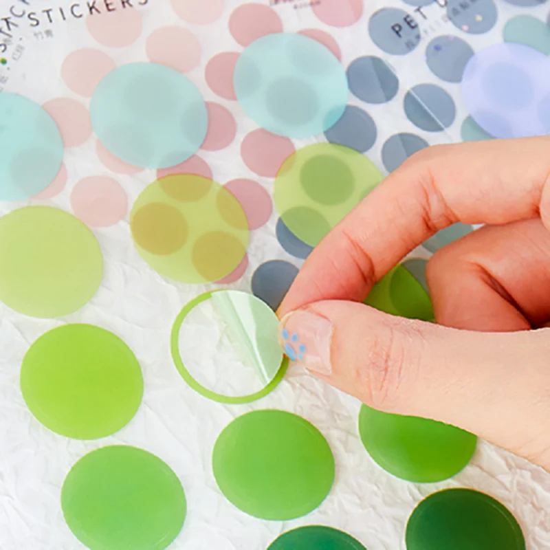 

Fresh colour aesthetic sense of color combination dot stickers jelly based salt series PET transparent stickers 3 copies