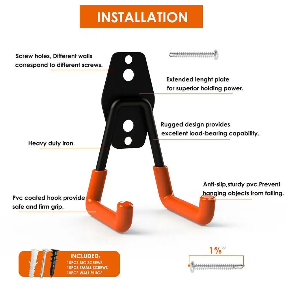 5 крючков настенный стеллаж для хранения оранжевый складской крюк и винтовой