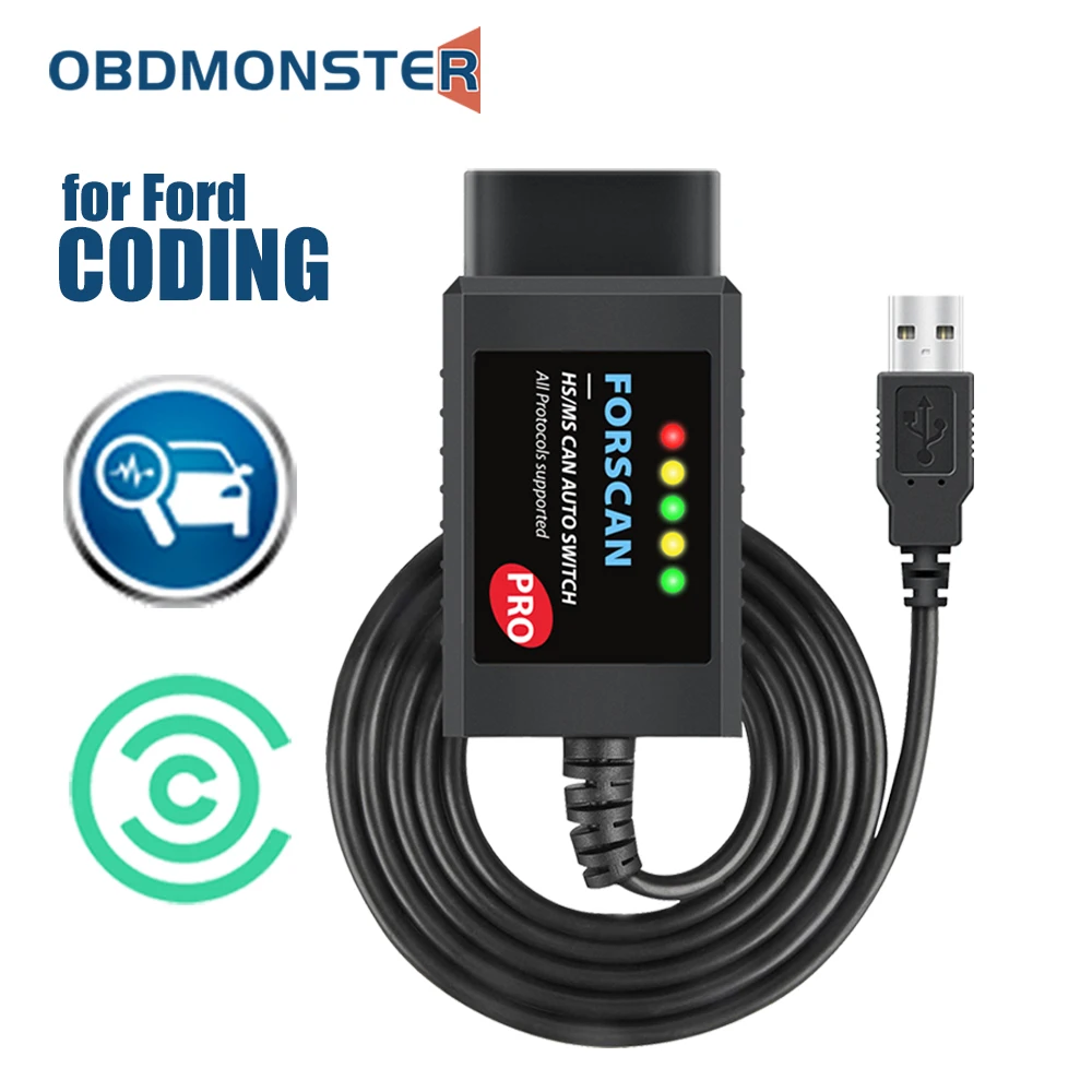 Автомобильный диагностический сканер FORScan Pro ELM327 V1.5 для кодирования Ford USB OBD2