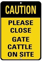 metal tin sign wall decor man cave bar 12 x 8 inches caution please close gate cattle on site activity sign art decor tin safety