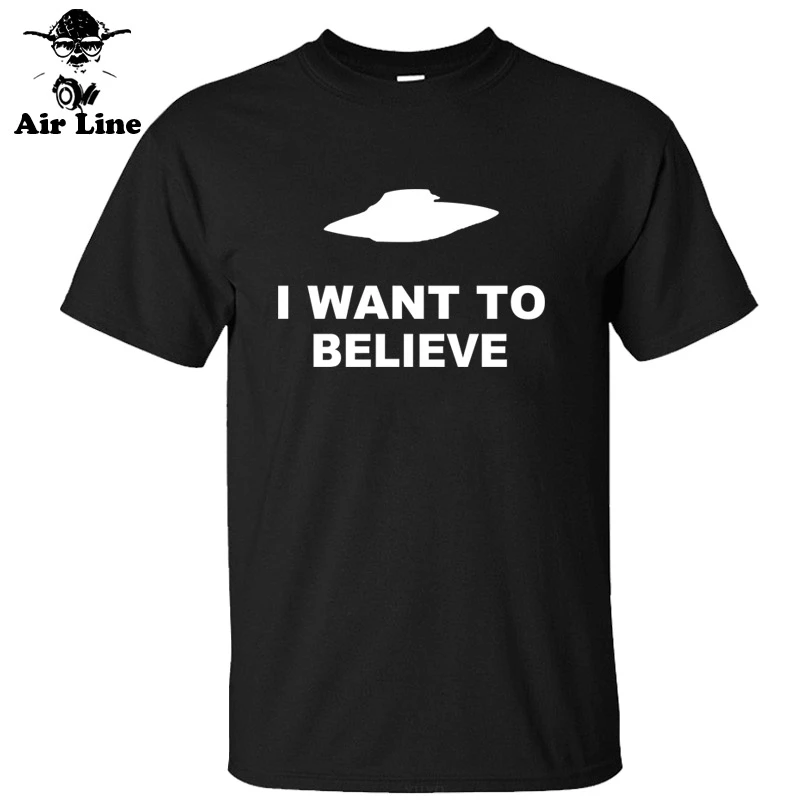 Женская футболка с надписью I Want To Believe X | Мужская одежда