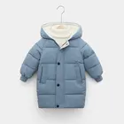 Детская Зимняя Теплая стеганая хлопковая куртка, длинное пальто для мальчиков и девочек, зимняя пуховая куртка для детей