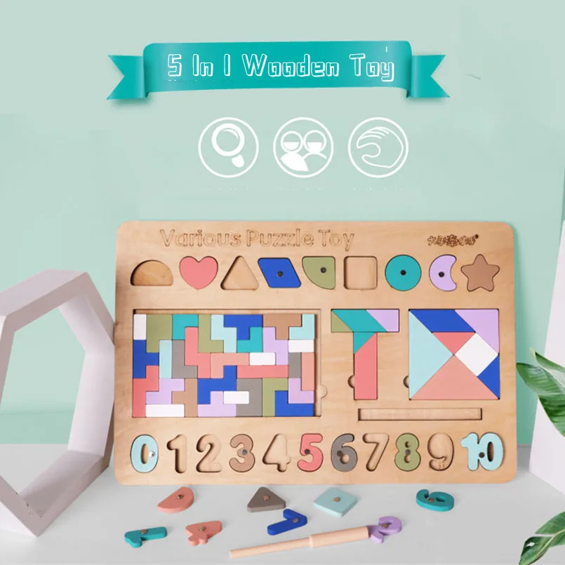 Деревянные развивающие игрушки Монтессори детская Магнитная рыболовная доска