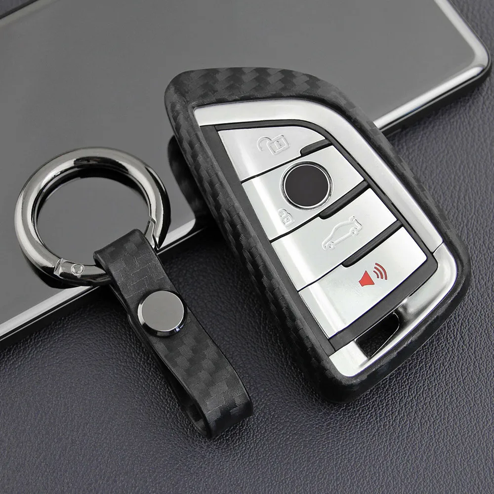 

Silicone Carbon Filber Car Key Case Fob Cover For BMW 1-8 Series M5 X1 X2 X3 X4 X5 X6 X7 Auto Styling Accessories