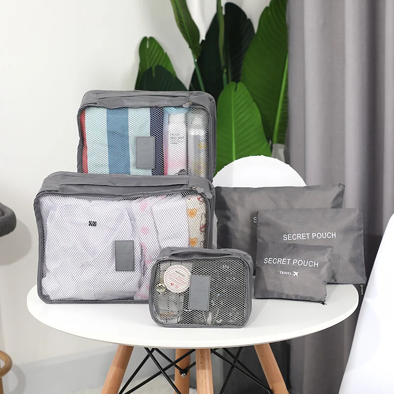 

6Pcs Travel Clothes Storage Waterproof Bags Portable Luggage Organizer Pouch Packing Cube 9 Colors Local Stock 2021 Hot Selling