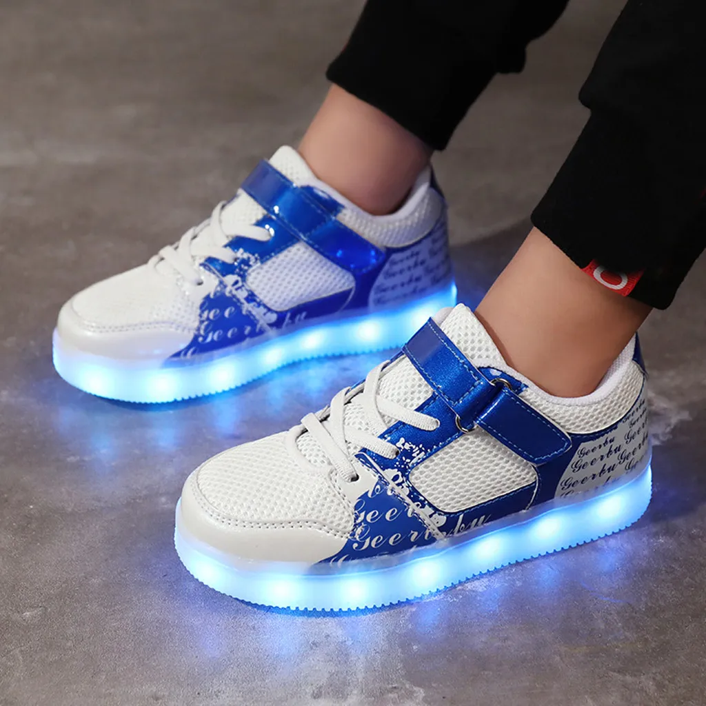 2020 Детская Обувь перезаряжаемая светильник Нескользящая дышащая повседневные