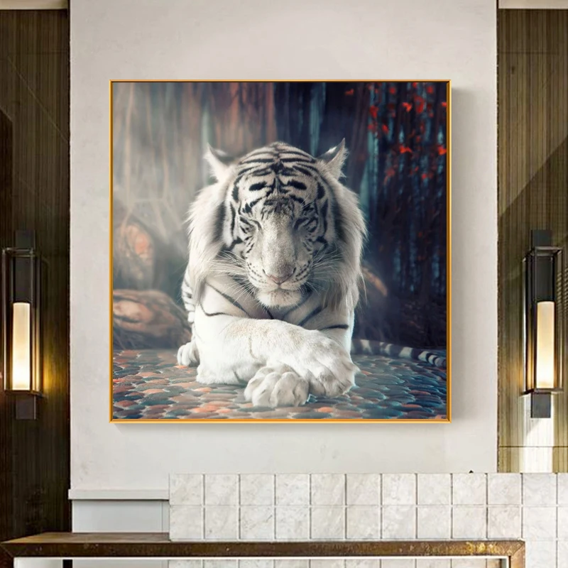 Современный Настенный декор животных из парусины с рисунком леопарда настенные