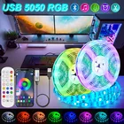 Гибкая светодиодная лента для телевизора, Bluetooth USB светодиодные ленты, 5050, RGB, 1-30 м