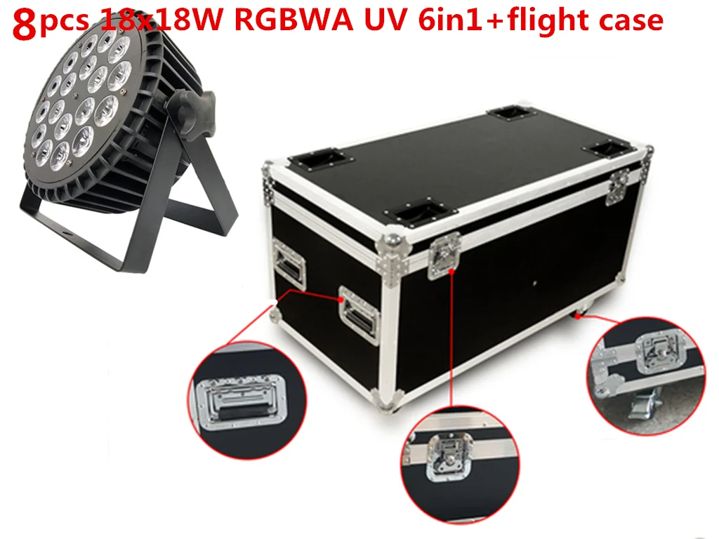 8X Светодиодный прожектор с чехлом F Light RGBWA 18x18 Вт УФ 6 в 1 RGBW 4 светодиодный плоский s