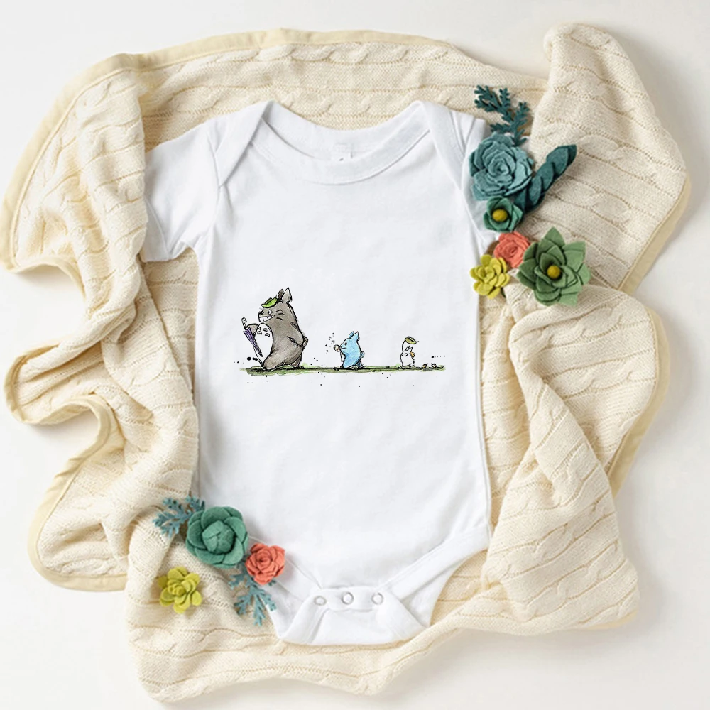 Cute Anime Totoro Baby Girl Boy Clothes Studio Ghibli Harajuku Kawaii Bodysuit Funny Cartoon Studio Ghibli Newborn Baby Pajamas images - 6