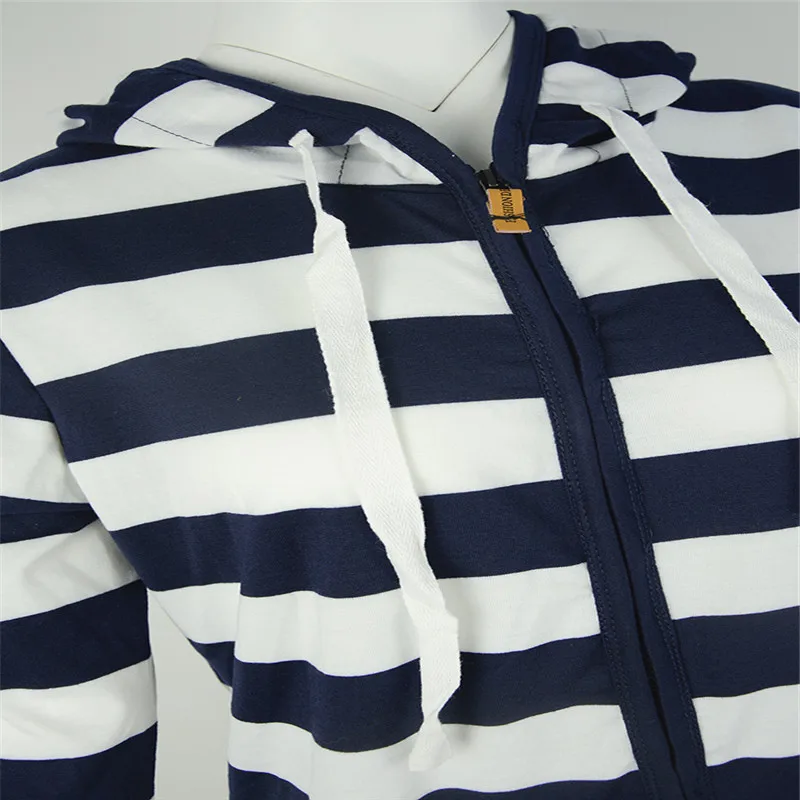 

Women's European And American-Style Autumn And Winter Hot Selling Hooded Plus-sized Long-Sleeve Striped Hoodie