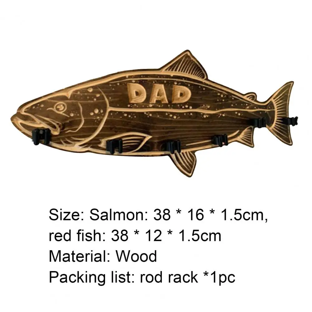 

Hot Sales Fishing Rod Holder Wall Mountable Delicate Wood Fathers Day Gifts Fishing Pole Rack Ornament for Home