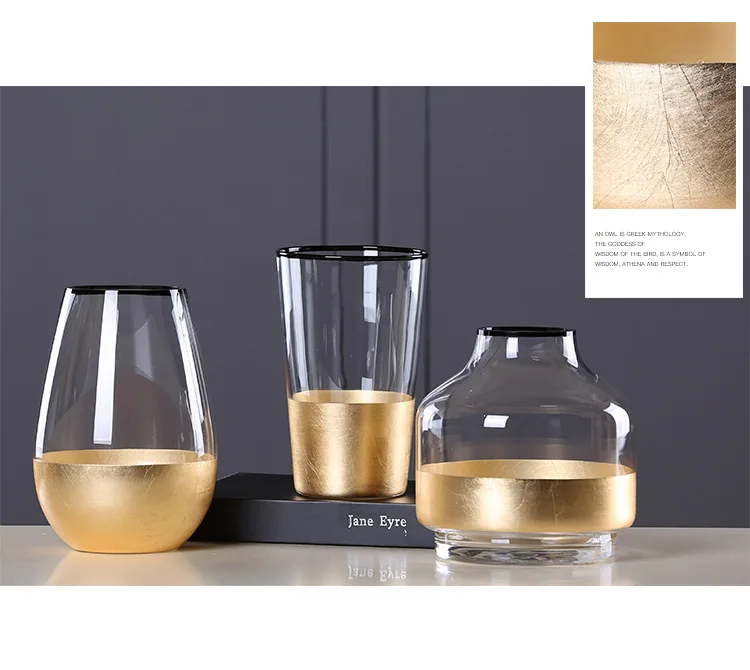 European Retro Glass Vase Metal Alloy Gold Modern Table Creative Home Decorative Artificial Flower Bottle for Wedding | Дом и сад