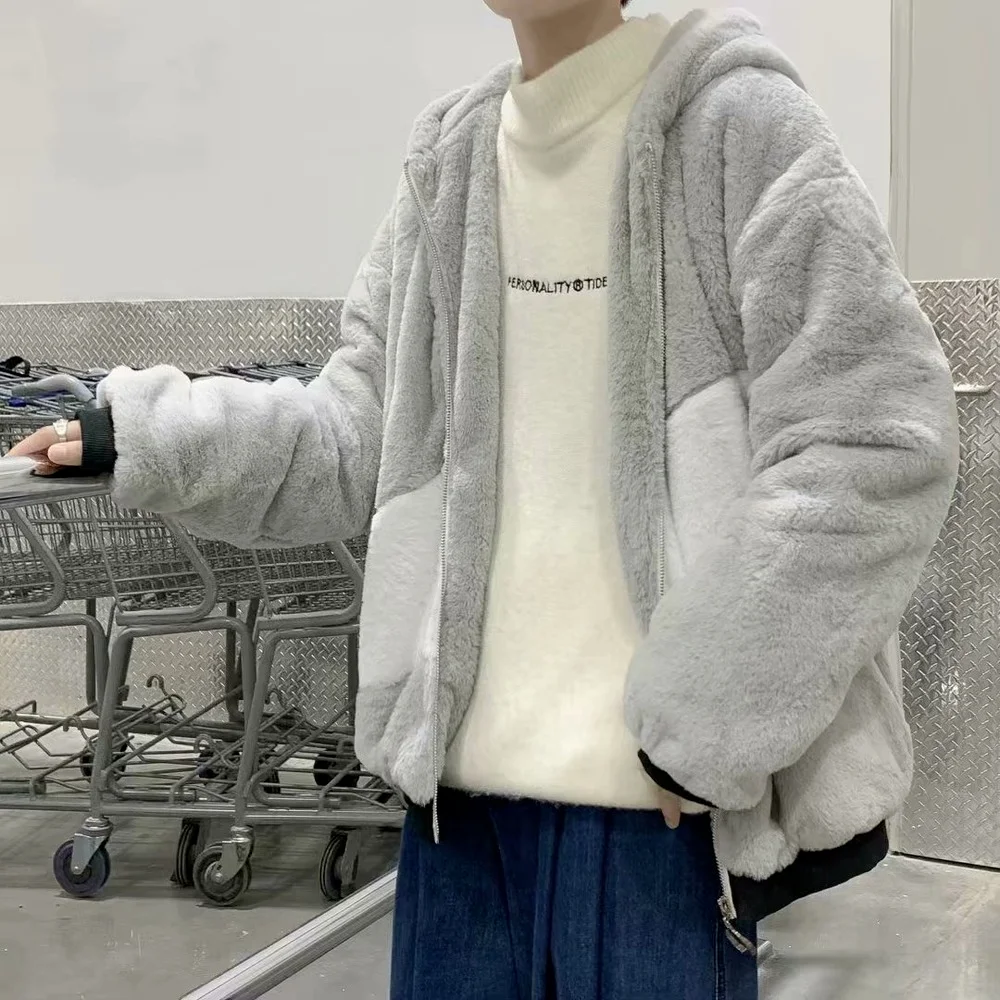 Куртка шерпа мужская зимняя флисовая толстая теплая куртка с капюшоном