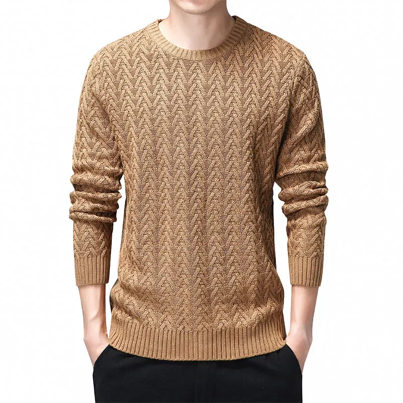 

100% Cotton Sweater Men 2020 Autumn Winter Slim Fit Pullovers Men Argyle Pattern O-Neck Pull Homme Christmas Sweaters Black 3XL
