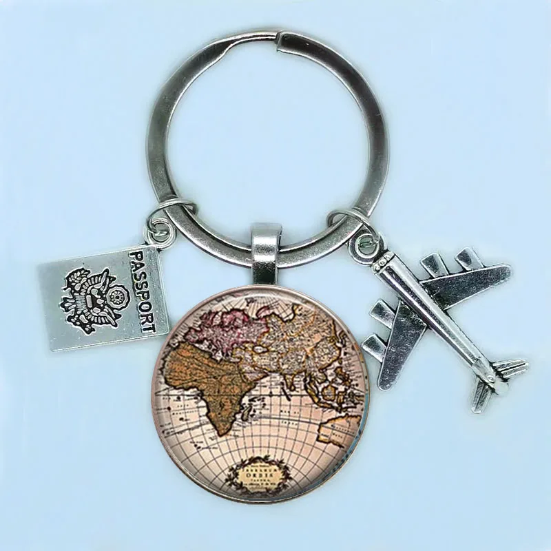 Новый 25 мм мировых проездных Карта города брелок с самолетом Нью-Йорк Florence