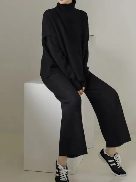 Женский свитер костюмы и комплекты водолазка с длинным рукавом вязаный длинные