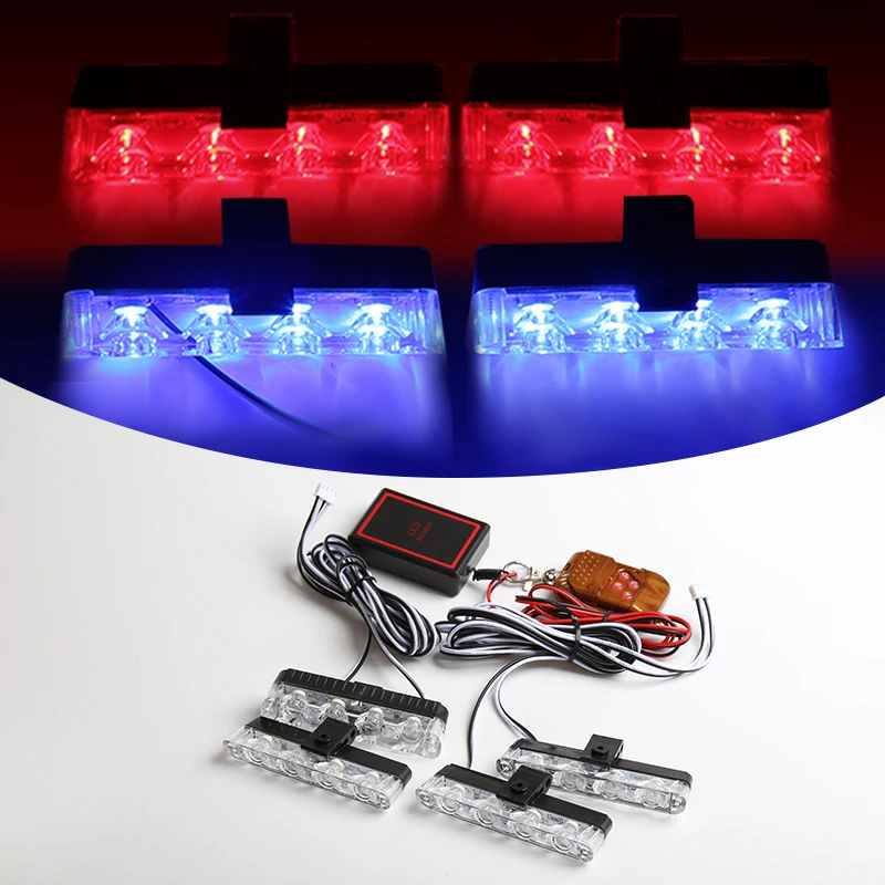 

M&C 4*4 LED Car Truck Emergency Strobe Light Remote Wireless Control Light Flash Signal Fireman Police Beacon Warning Light