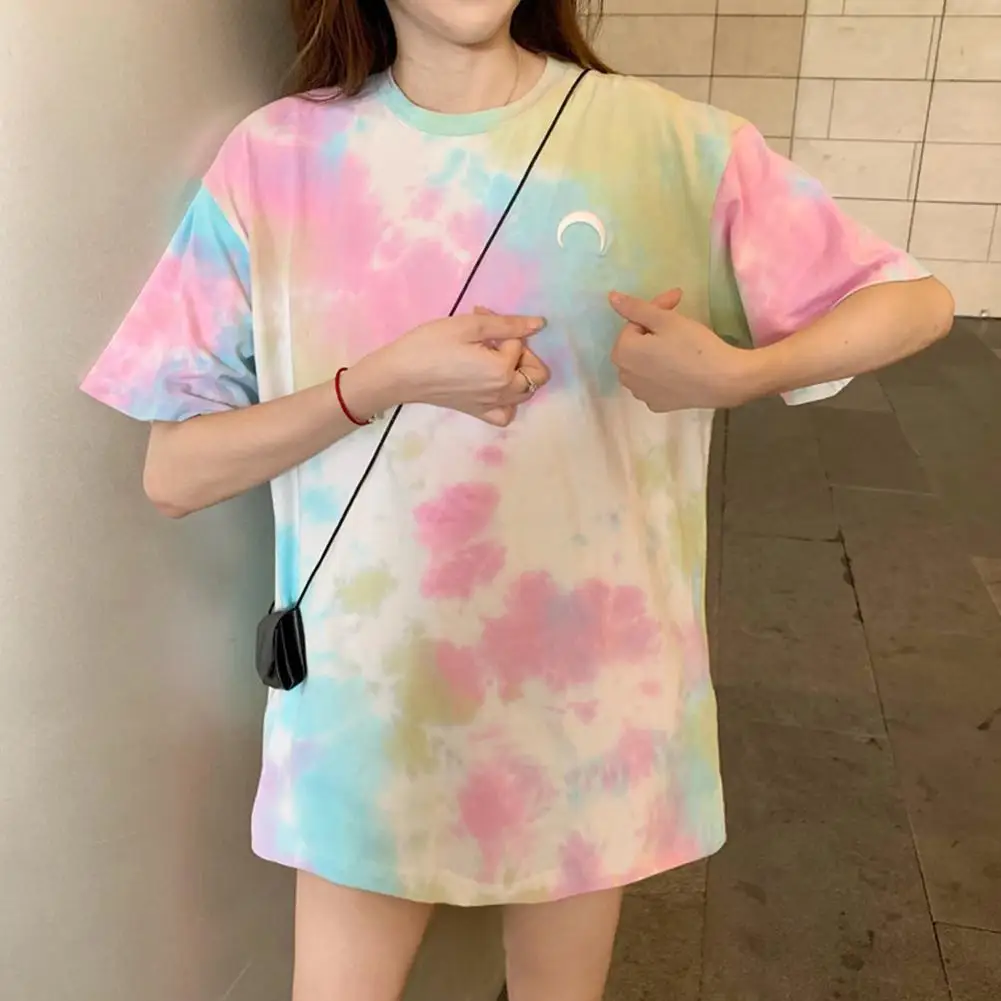

Women Tshirt Loose Casual Gradient Color Tie-dye Print Tshirt Short Sleeve Summer New Print Short T-Shirts Plus Size T-Shirt