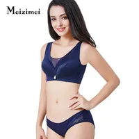 Meizimei большого размера плюс Бюстгальтер Minimizer бюстгальтеры и трусики Комплект Беспроводной сексуальное дамское белье, нижнее бельё для девочек супер пуш-ап с глубоким v-образным вырезом, на бретельках