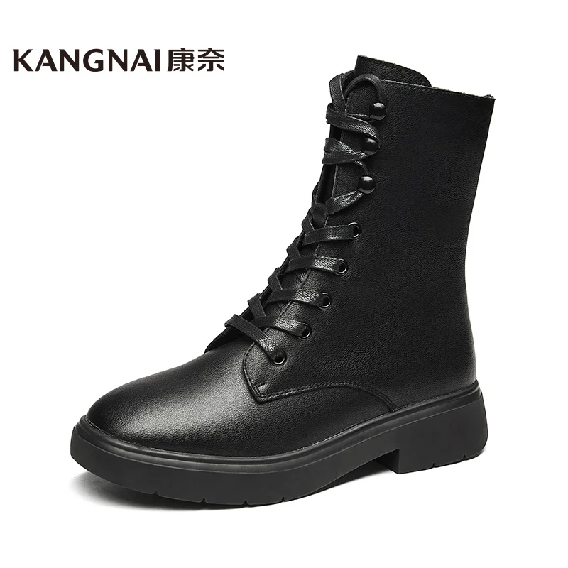 Beli KANGNAI Sepatu Bot Pergelangan Kaki Wanita Sepatu Musim Dingin Ujung Bundar Sandang Platform