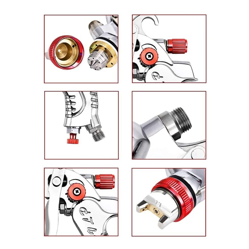 

2008HVLP Car Paint Gravity Feed Air SprayGun 3 Nozzles 1.4/1.7/2mm Nozzle Size 600Cc Cup(Red)