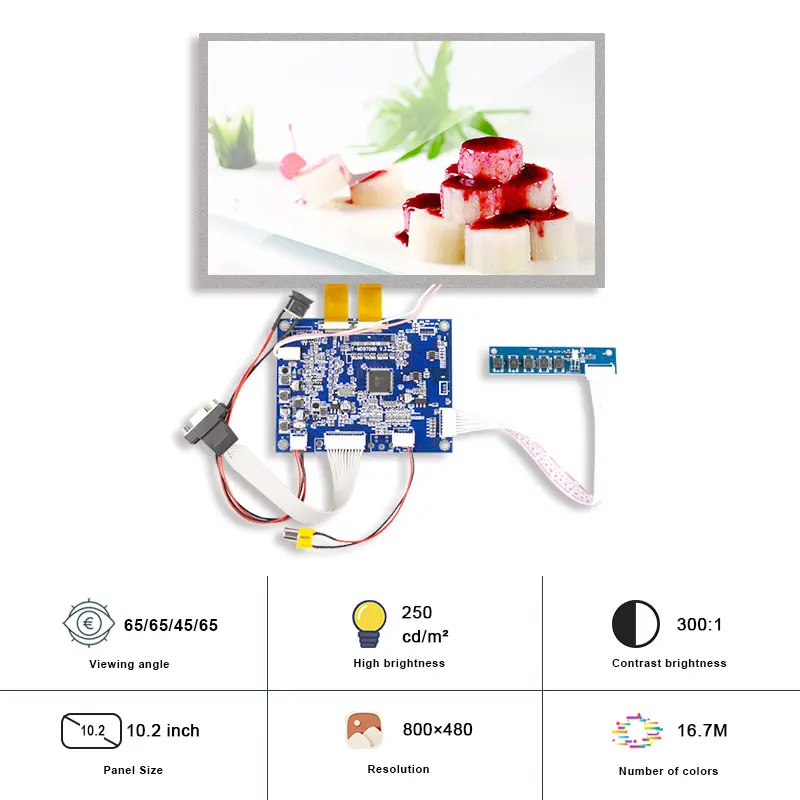 

Original Innolux AT102TN03 V.9 10.2 Inch LCM Display TN Screen With Board 60 Pins RGB TTL Resolution 800x480 250 Nits