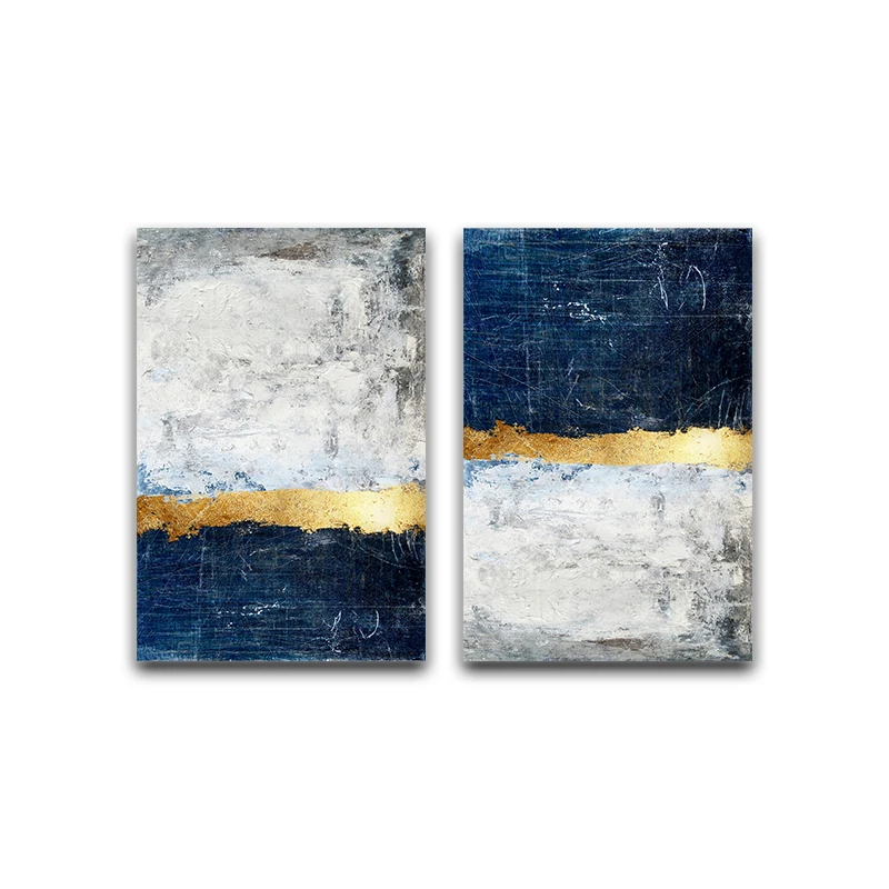 Abstract Painting Blue Wall Art Picture Canvas Poster Print Pictures Living Room Decoration | Дом и сад