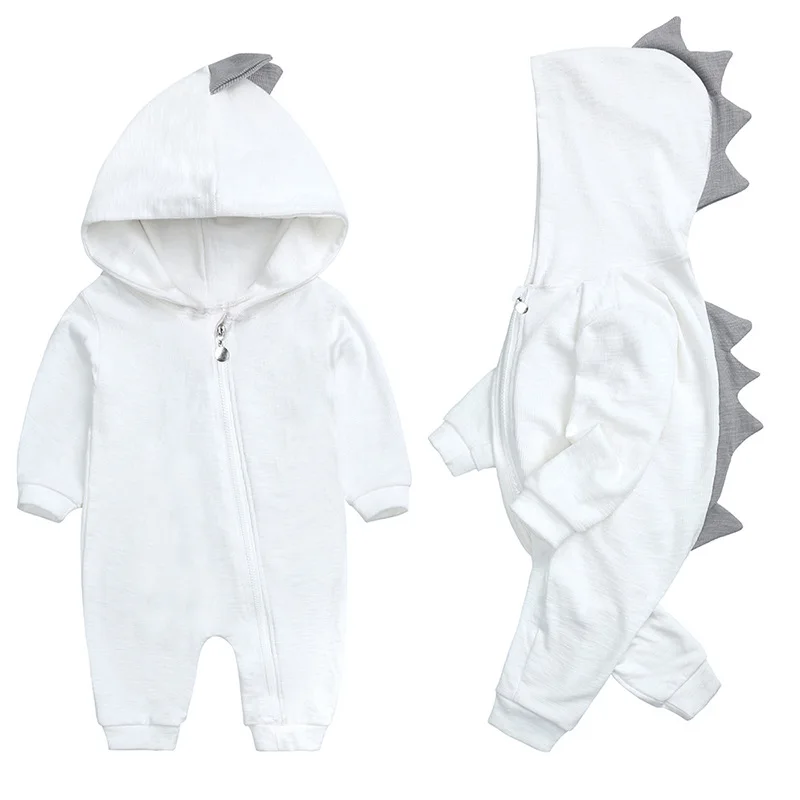 

New Baby Bodysuit Cotton Animal Dinosaur Newborn Rompers Long-sleeved Hooded Clothing For Child Boys Girls Toddler