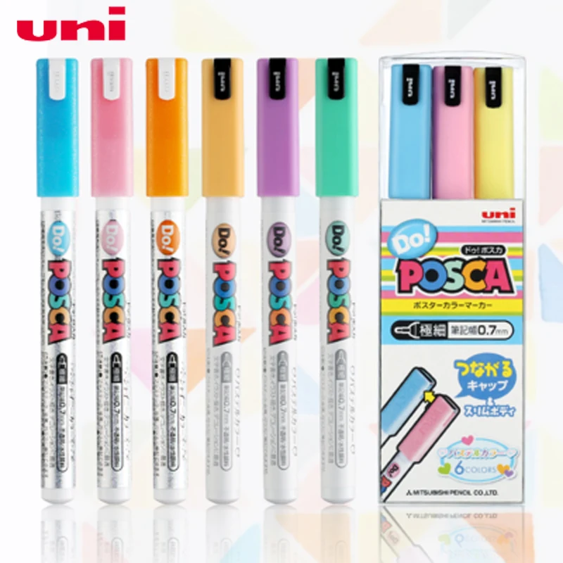 6 шт./компл. UNI POSCA PC 1MD очень тонкий граффити постер рекламный маркер ручка набор 0 7