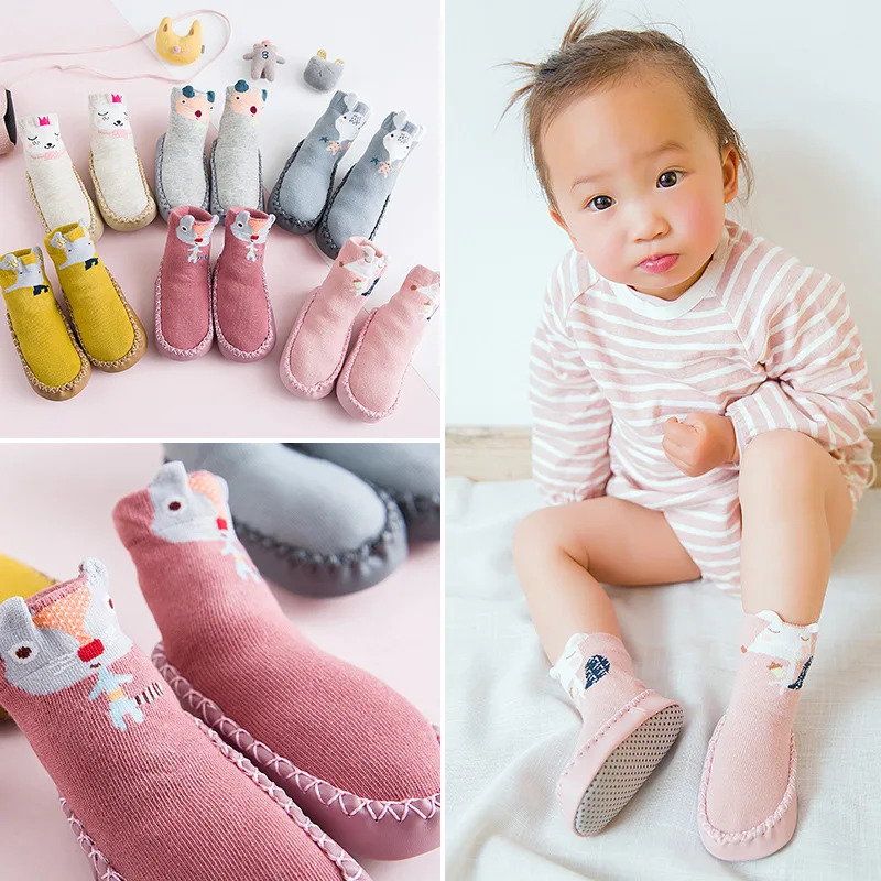 Носки для малышей Нескользящие домашние тапочки девочек носки милые теплые с