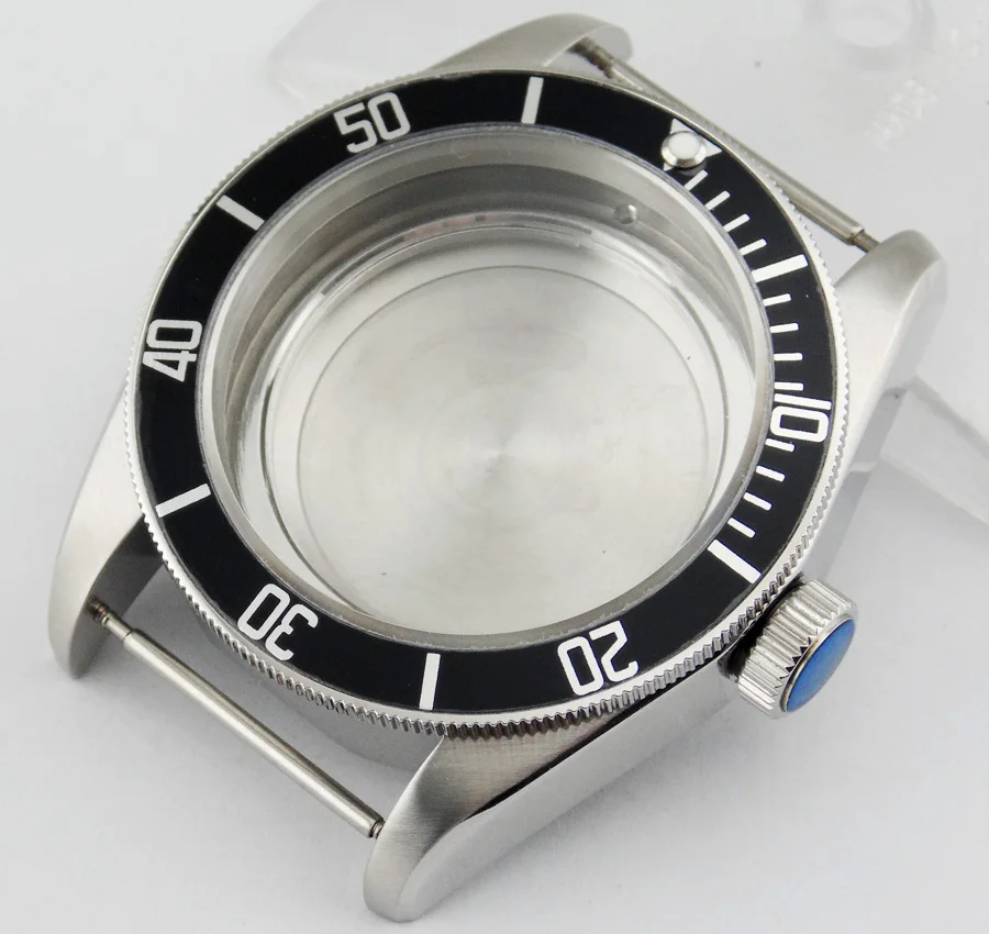 41 мм черный ободок часы с сапфировым стеклом чехол циферблатом подходит для miyota