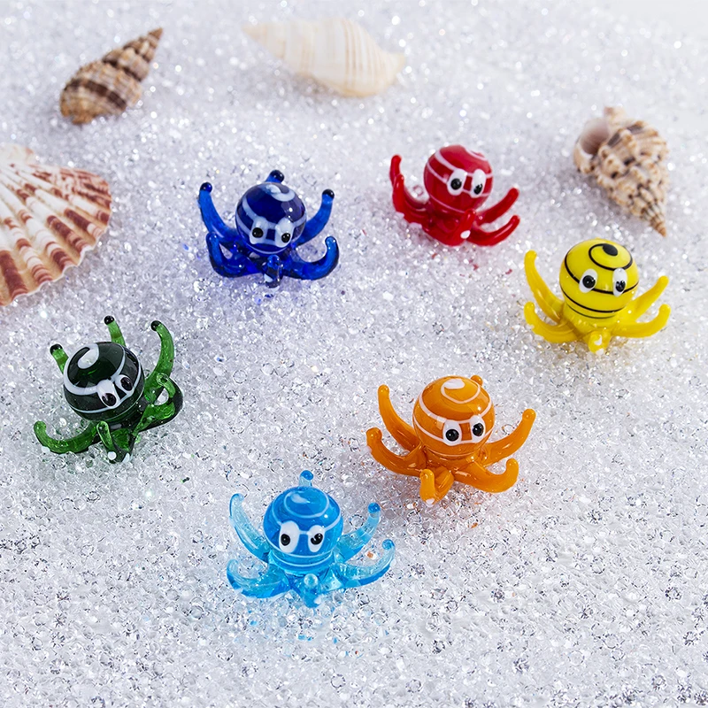 H & D 6 шт. украшения для аквариума мини стеклянные фигурки осьминога муранское