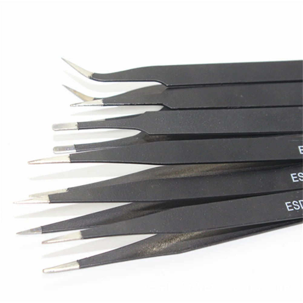 

6pcs Tool Stainless Steel Tweezer Set Maintenance For Electronics Precise Dismantle Industrial Repair Portable Safe Anti Static