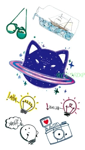 Водонепроницаемая временная татуировка НЛО телескоп дрейф бутылка парусная