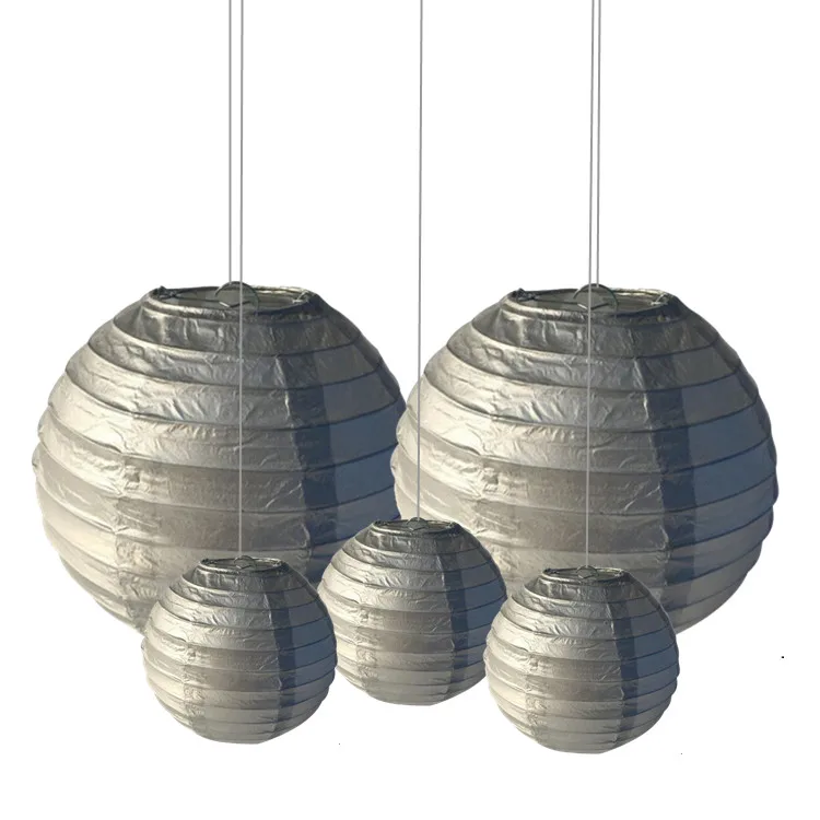 

10 pieces per lot powder Silver Round Paper Lanterns themed wedding birthday party decoration favor