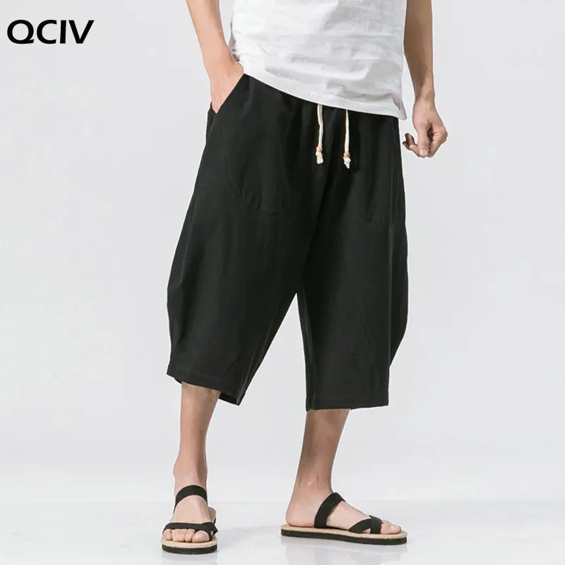 Китайский Стиль летние мужские льняные штаны для мужчин широкие брюки