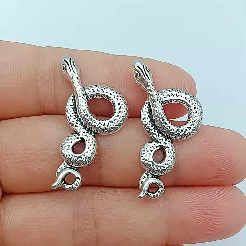 

5pcs 32x16mm Charms Snake Antique Silver Color Pendants DIY Crafts Making Findings Handmade Tibetan Jewelry