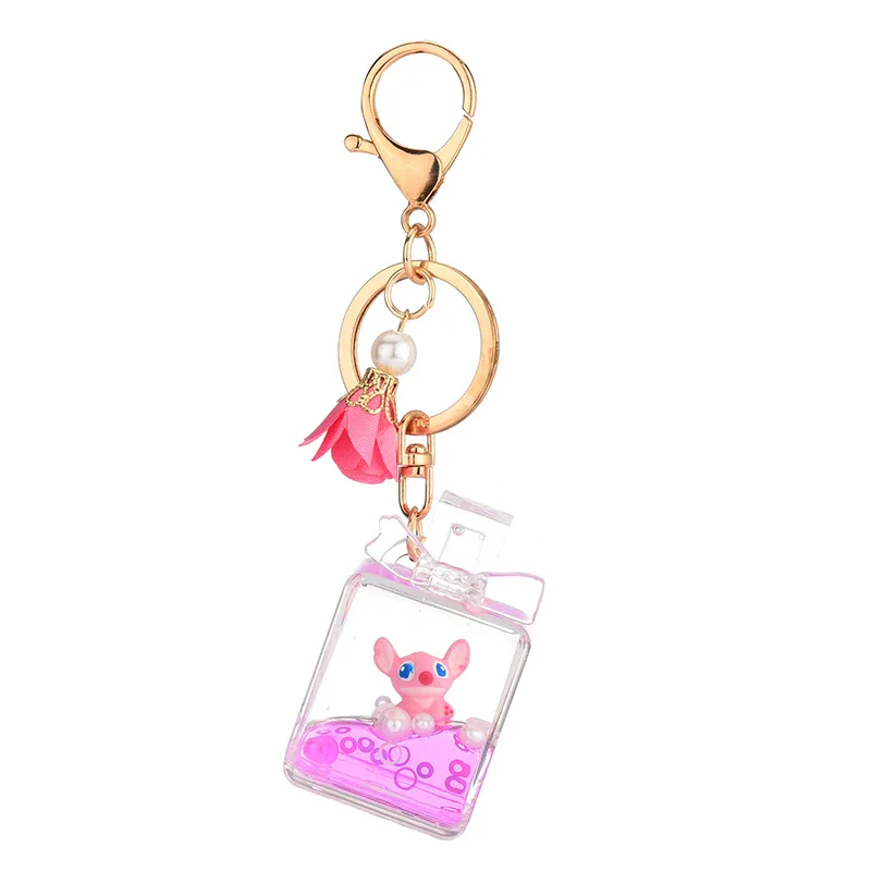 

Creative Disney Lilo & Stitch Toys Liquid Quicksand Keychain Anime Pendant Keychain Stitch Cute Angel Children Toy Birthday Gift