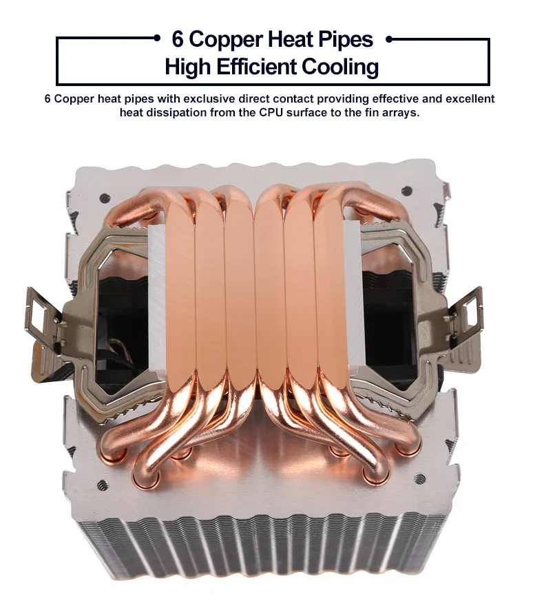 Вентилятор с 6 тепловыми трубками и двойной башенной системой охлаждения 9 см RGB