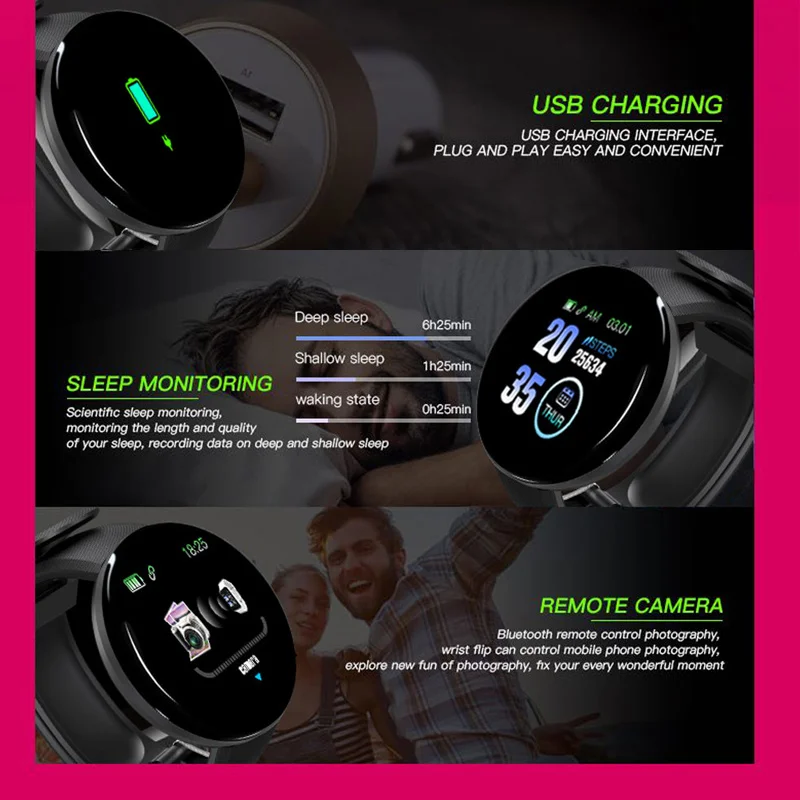 Умные часы с Bluetooth 2019 мужские и женские круглые умные артериальным давлением